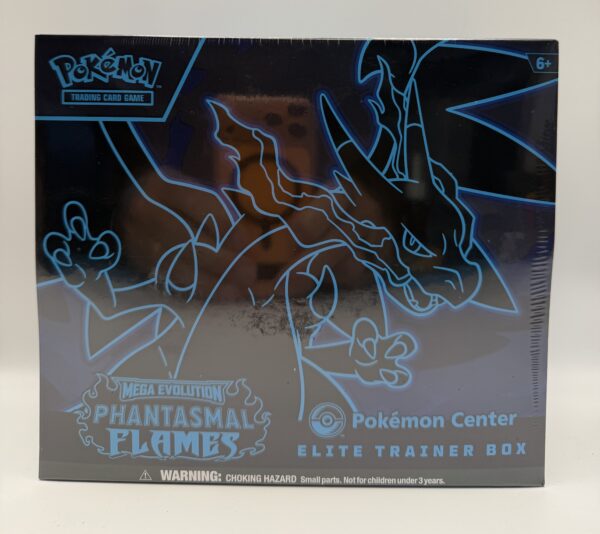 Front view of Pokémon Center Mega Evolution Phantasmal Flames Elite Trainer Box