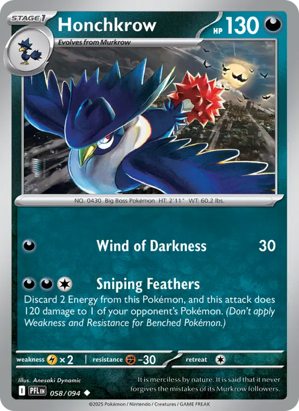 #058 Honchkrow (Reverse Holo)