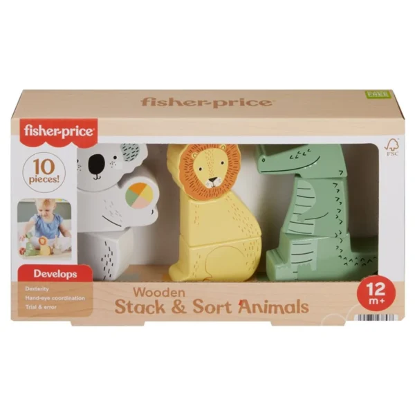 Fisher-Price: Wood: Stack & Sort Animals - Case of 4 product artwork