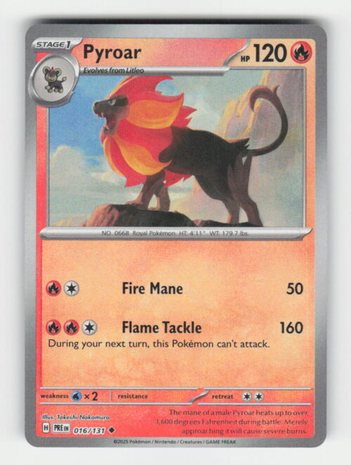 parse-1780884753008-m9zn14.jpg Pyroar (Master Ball Pattern) - SV: Prismatic Evolutions #016/131 - Pokemon Card