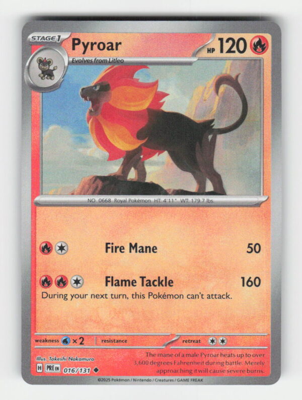 parse-1780884753008-m9zn14.jpg Pyroar (Master Ball Pattern) - SV: Prismatic Evolutions #016/131 - Pokemon Card