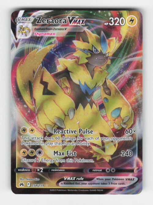 parse-1780884795537-2yradd.jpg Zeraora VMAX - SWSH: Crown Zenith #054/159 - Pokemon Card
