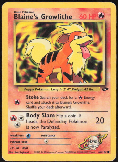 Blaine's Growlithe - Gym Challenge #062/132 - Pokemon Card