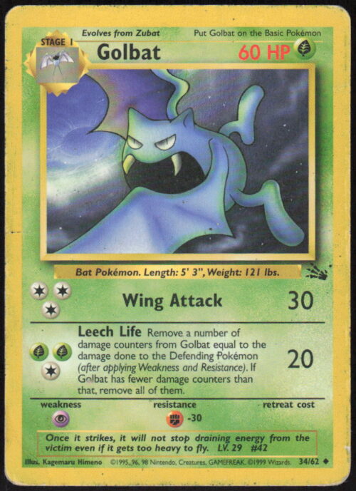 Golbat - Fossil #34/62 - Pokemon Card