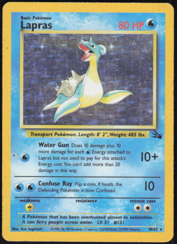 Lapras (10) - Fossil #10/62 - Pokemon Card