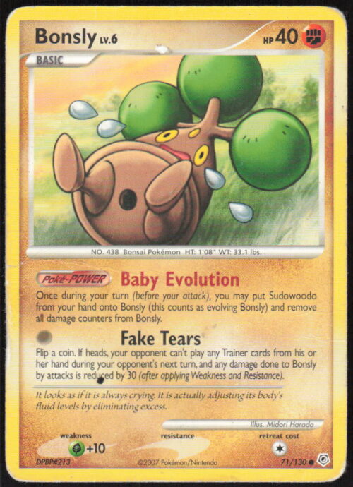Bonsly - Diamond and Pearl #71/130 - Pokemon Card
