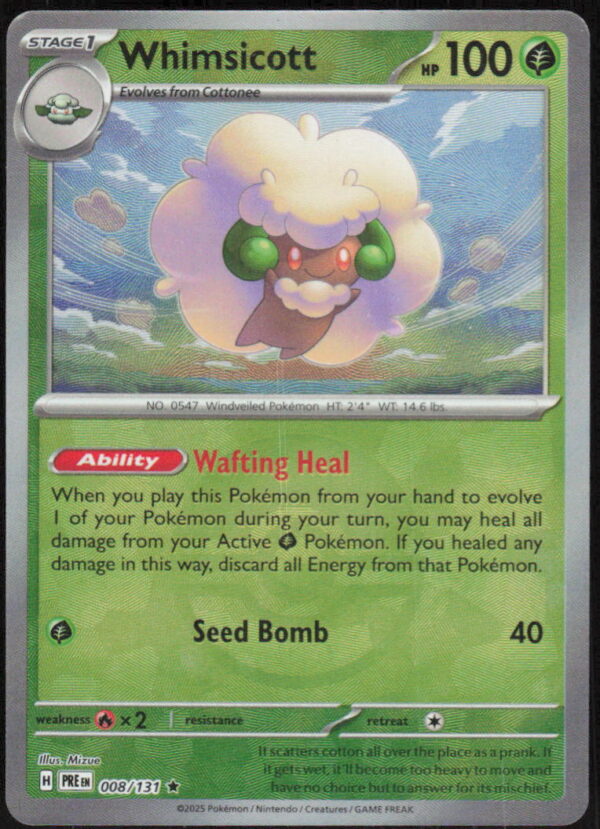 Whimsicott (Poke Ball Pattern) - SV: Prismatic Evolutions #008/131 - Pokemon Card