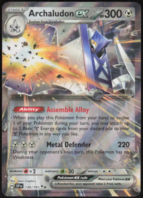 parse-1786927451099-wsv3eo.jpg Archaludon ex - SV08: Surging Sparks #130/191 - Pokemon Card