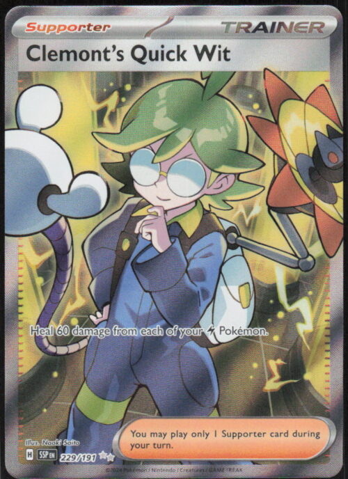 Clemont's Quick Wit - SV08: Surging Sparks #229/191 - Pokemon Card